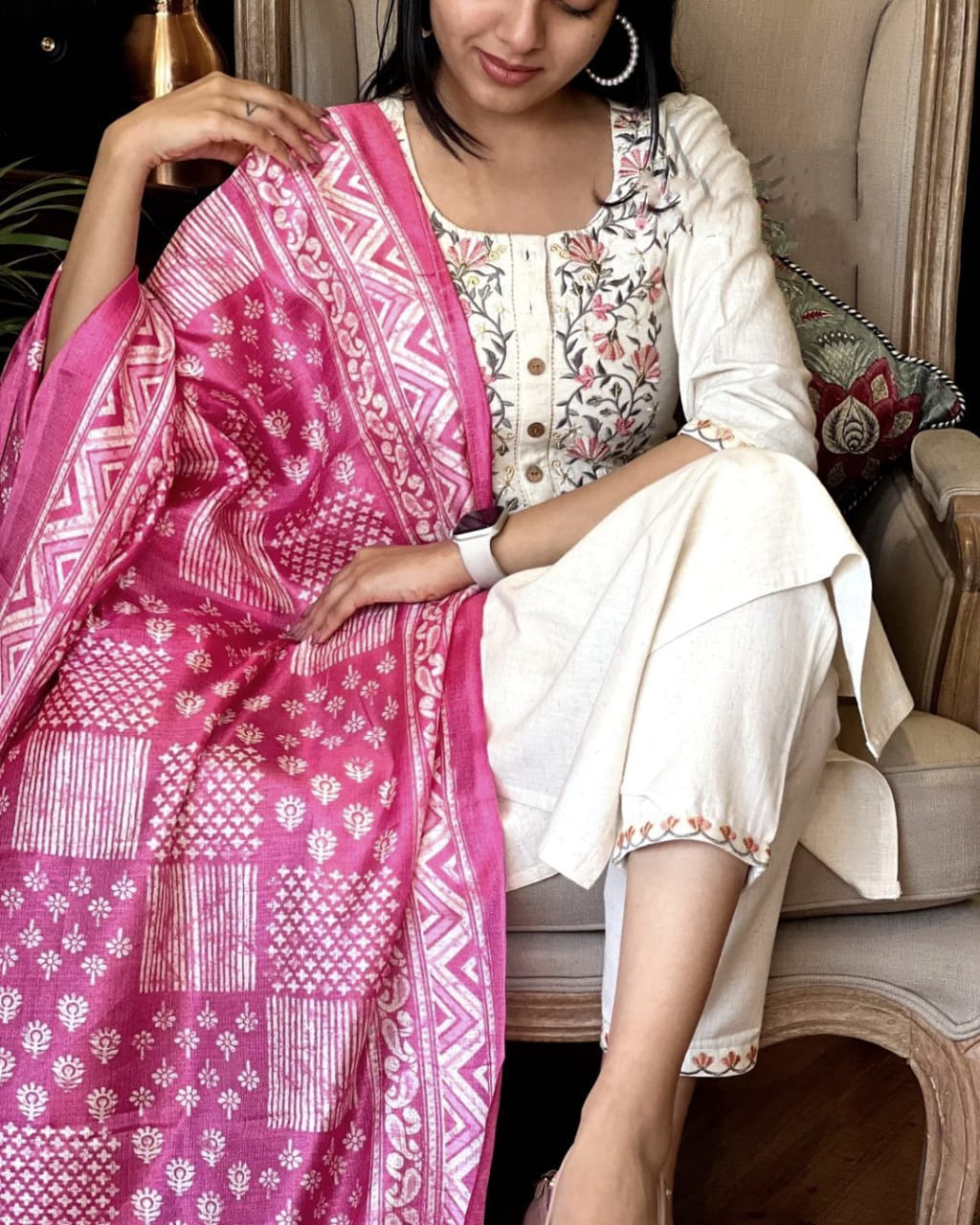 Women's Embroidered Kurta Set with Dupatta
